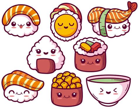 Unique cute kawaii stickers featuring millions of original designs created and sold by independent artists. Kawaii Sushi Cute Wall Stickers - Well & Truly Stuck Stickers