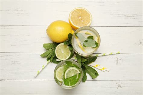 Fresh Detox Lemon Water Healthy Drink Summer Citrus Lemonade Stock