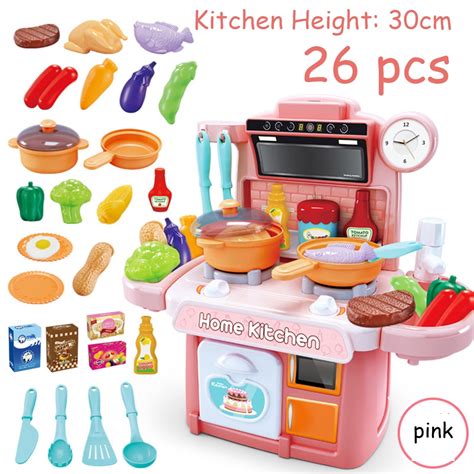 26pcs Little Cooker Kitchen Playset Pretend Play Toy Cooking Set With