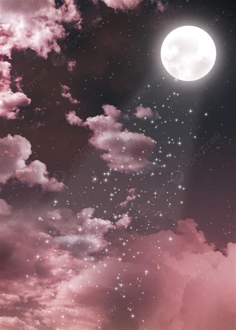 Pink Background Pink Cloud Moon Wallpaper Image For Free Download Pngtree