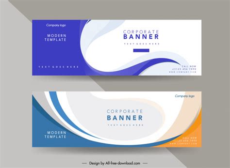 Corporate Banner Templates Elegant Bright Curves Decor Vectors Images