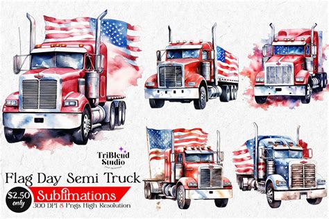 Flag Day Semi Truck Sublimations Graphic By Triblend Studio · Creative