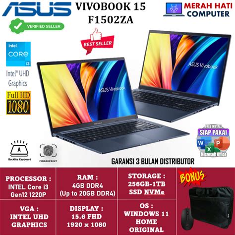 Jual Laptop Slim Asus Vivobook 15 F1502za Intel Core I3 1220p Ram 20gb