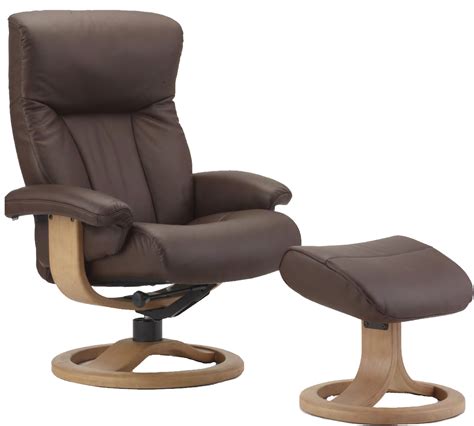 Fjords General Ergonomic Leather Recliner Chair Ottoman Scandinavian