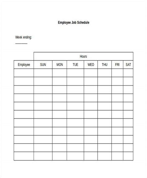 9+ Job Schedule Templates - Free Sample, Example format Download | Free ...