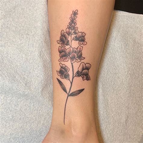 Simple Black Sketch Snapdragon Flower Tattoos Design Ideas Beautiful