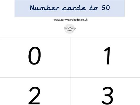 Number Cards To 50 Teaching Resources