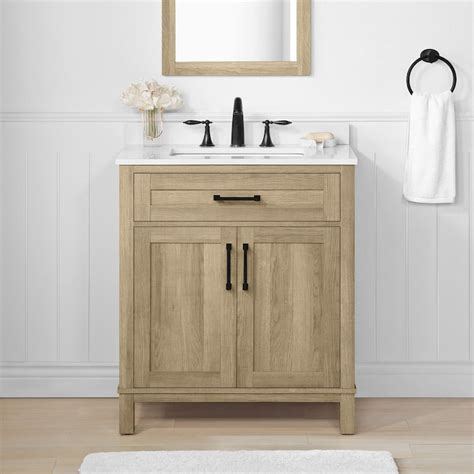 Allen Roth Burke 30 In Natural Oak Vanity In The Bathroom Vanities