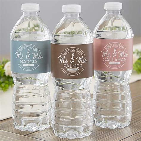Stamped Elegance Personalized Wedding Water Bottle Labels