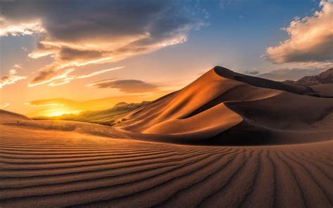 Download Wallpapers Desert Sunset Sand Dunes Sand Africa Sahara