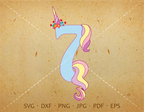 7th Birthday Unicorn Svg Seventh Unicorn Birthday Svg Seven Etsy
