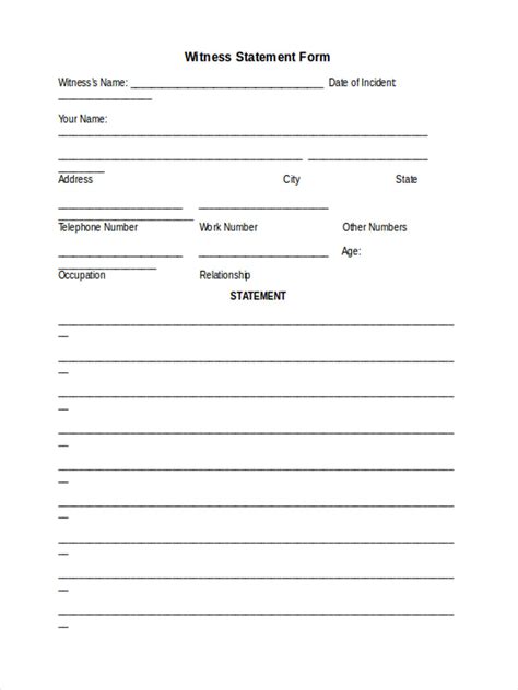 Free Printable Witness Statement Form Free Printable Templates