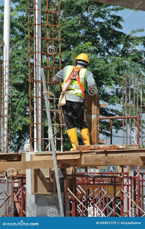 Construction Workers Working At High Level Editorial Stock Image