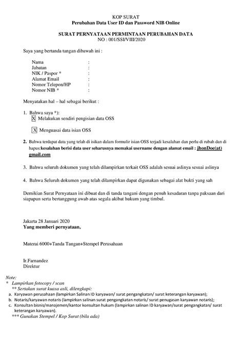 Surat Permohonan Perubahan Data Siup Dan Tdp