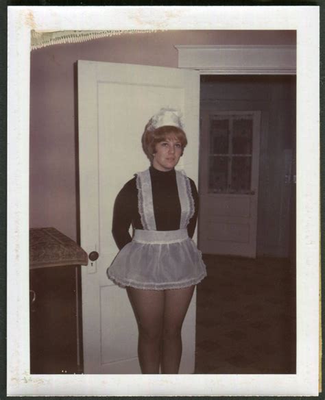 Vintage Color Polaroid Photo Of Woman Dressed As French Maid 1960s Original Found Photo