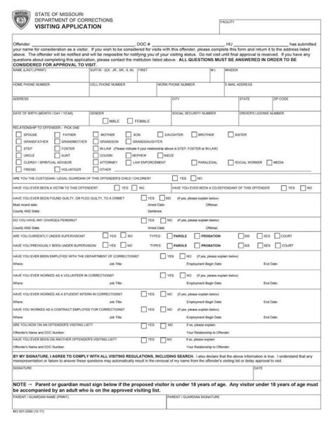 Blank Missouri Dept Of Corrections Form Fill Out And Print PDFs