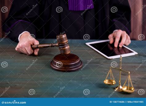 Judge With A Wooden Judge S Gavel Supreme Court Stock Photo Image Of