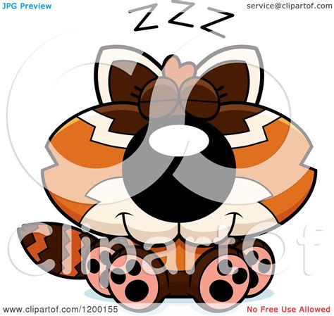 Cartoon Of A Cute Sleeping Red Panda Cub Royalty Free Vector Clipart