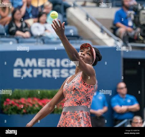 New York Ny Usa August 28 2017 Venus Williams Of Usa Serves During