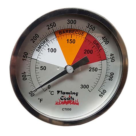 Flaming Coals Bbq Smoker Thermometer Gauge Large
