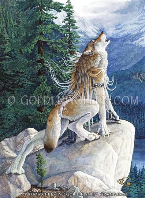 Howling Female Anthro Wolf Werewolf Print Etsy Female Werewolves