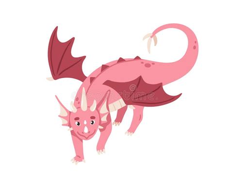 Fairy Cute Baby Dragon Walking Happy Fairytale Character Magic