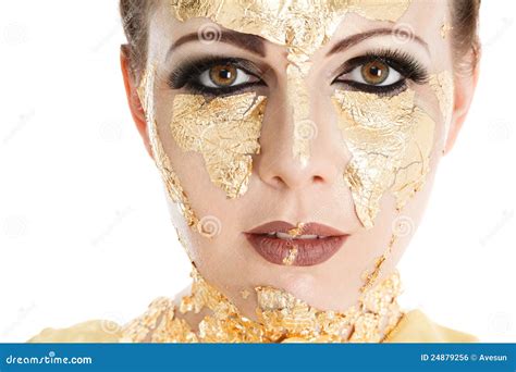 Gold Face Make Up Stock Photo Image Of Classic Background 24879256