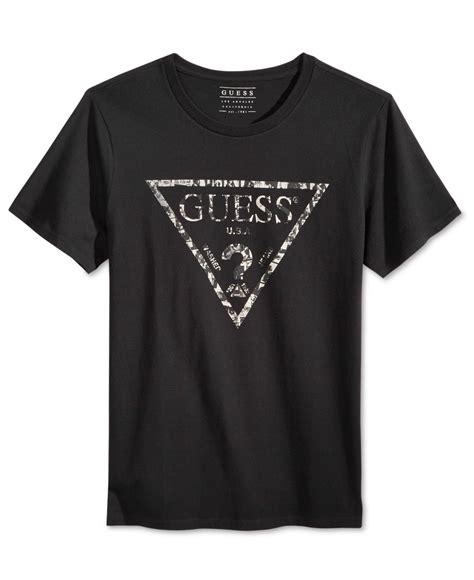 Guess Mens Basic Graphic Print T Shirt In Black For Men Lyst