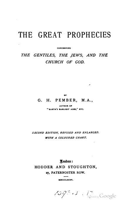 The Great Prophecies Concerning The Gentiles The Jews And The Church