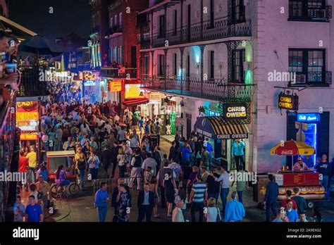Bourbon Street By Night In New Orleans This Historic Street In The