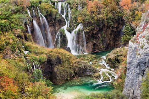 Waterfalls In Autumn Scenery Wall Mural And Photo Wallpaper Photowall