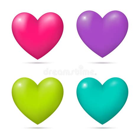 Set Of Realistic 3d Hearts Stock Vector Illustration Of Pink 144534323