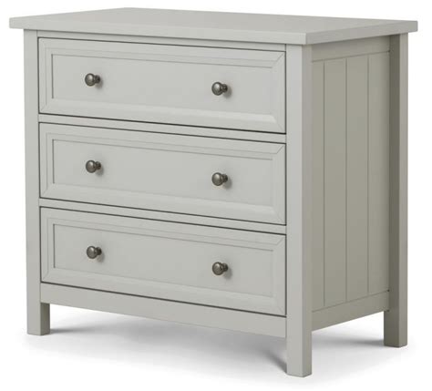 Viyella Dove Grey 3 Drawer Chest Of Drawers Stone Lacquered Finish
