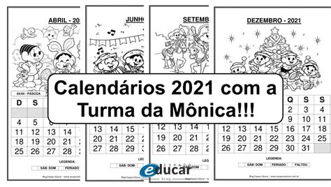 Calendários 2021 Com A Turma Da Mônica Blog Espaço Educar