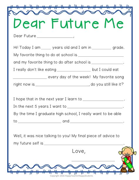 Time Capsule Letter: Letter to Future Self: Beginning or End of Year