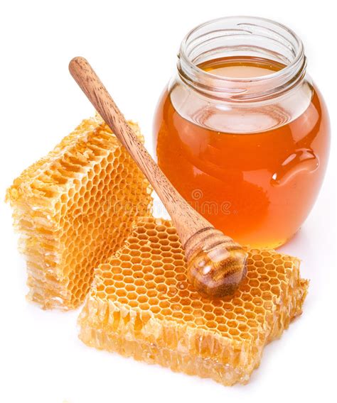 Glas Voll Frischer Honig Und Bienenwaben Stockbild Bild Von Hoch Frisch 68686989