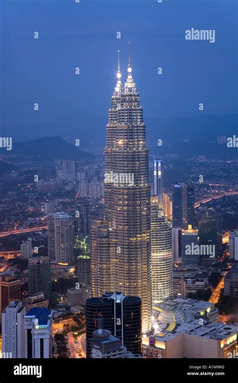 Petronas Twin Towers From Kl Tower Kuala Lumpur Malaysia Stock Photo