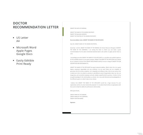 Free Doctor Recommendation Letter In Microsoft Word Apple Pages