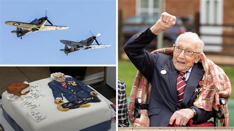 Captain Tom Moore Celebrates 100th Birthday With Flypast Rank