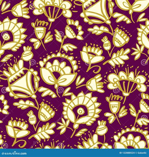 Folk Style Classic Floral Pattern Stock Vector Illustration Of