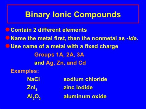 Binary Compounds Harrisburg Chemistry Presents