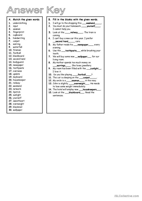 How To Make Compound Words Gramma English Esl Worksheets Pdf And Doc