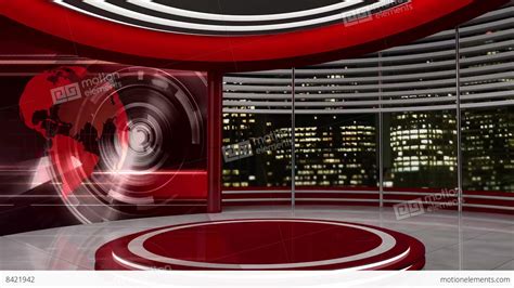 News Tv Studio Set 54 Virtual Green Screen Background Loop Stock Video