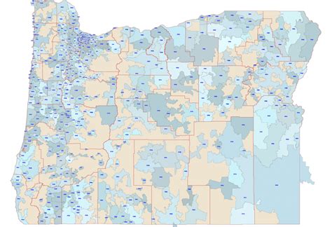 5 Digit Oregon State Zip Code Vector Map Your Vector