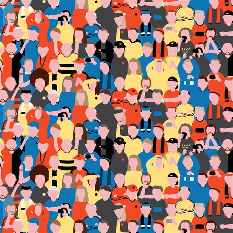 Seamless Vector Pattern Of Crowd People At Football Stadium Sports
