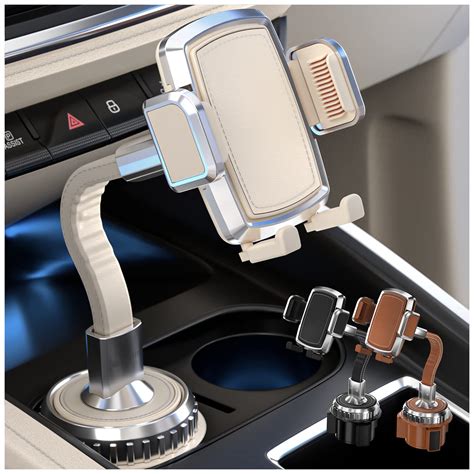 Bestrix Premium Leather Cup Holder Phone Mount For Car No Shaking