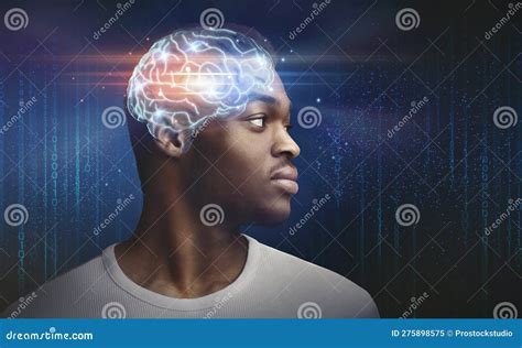 Artificial Intelligence Concept African American Man Profile With