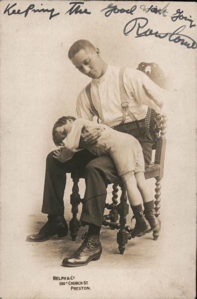 Man Spanks Boy Over Knee Spanking Postcard