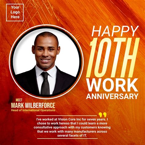 Corporate Business Work Anniversary Wishes Template Postermywall