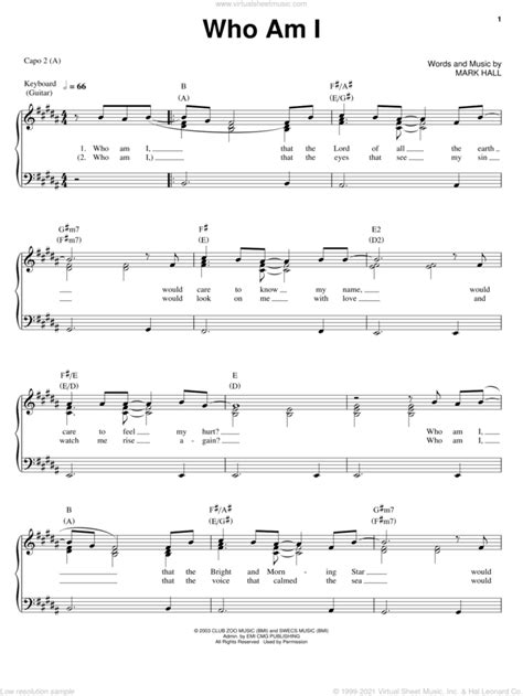 Casting Crowns Who Am I Sheet Music For Voice Piano Or Guitar